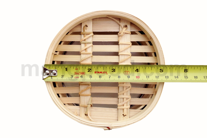 เข่งติ่มซำไม้ไผ่ขนาด 5 นิ้ว ขอบสแตนเลส ด้านหลัง (Dim Sum Bamboo Steamer Basket 5 inches with Stainless Steel)