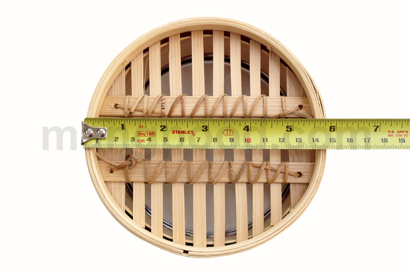 เข่งติ่มซำไม้ไผ่ขนาด 6 นิ้ว ขอบสแตนเลส ด้านหลัง (Dim Sum Bamboo Steamer Basket 6 inches with Stainless Steel Backside)